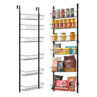 VEVOR 6-TIER OVER THE DOOR PANTRY ORGANIZER HANGING STORAGE RACK ADJUSTABLE KITCHEN - BLACK