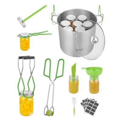 VEVOR CANNING SUPPLIES STARTER KIT 9 PCS STAINLESS STEEL WATER BATH CANNING SET - SILVER