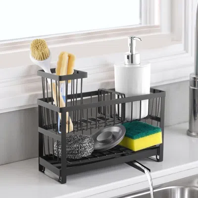 VEVOR KITCHEN SINK CADDY ORGANIZER SPONGE HOLDER FOR KITCHEN ESSENTIALS STORAGE - BLACK