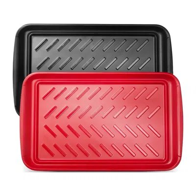 VEVOR PLASTIC SERVING TRAYS 17X10.35 INCH ANTI-SLIP EATING FOOD TRAYS 2-PACK - MULTI