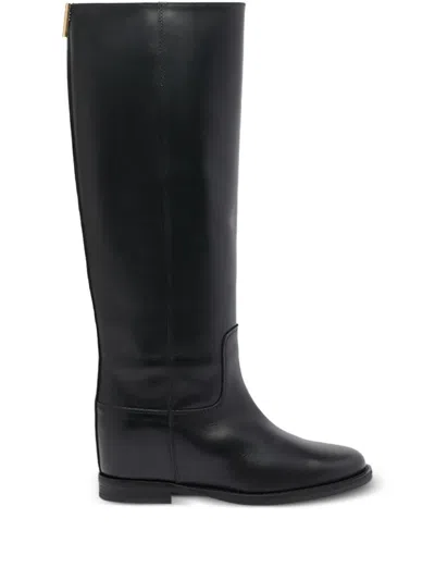 VIA ROMA 15 V-LOGO LEATHER KNEE-HIGH BOOTS