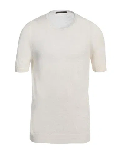 VIADESTE VIADESTE MAN SWEATER IVORY SIZE 48 LINEN