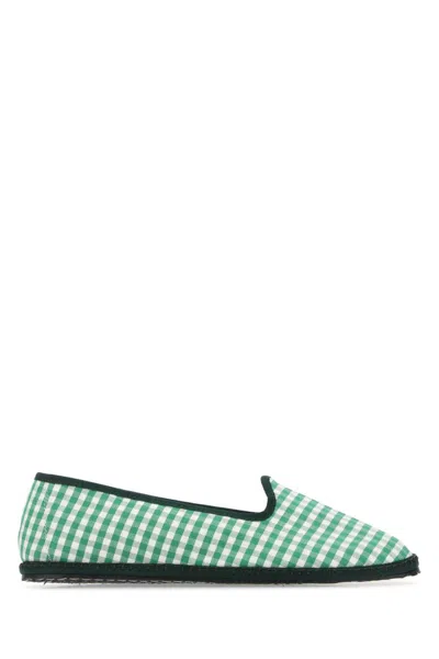 VIBI VENEZIA WOMEN GREEN PRINTED CANVAS BALLET FLATS, 7.5 LUXURY BALLET FLATS FOR WOMEN DARVEYS