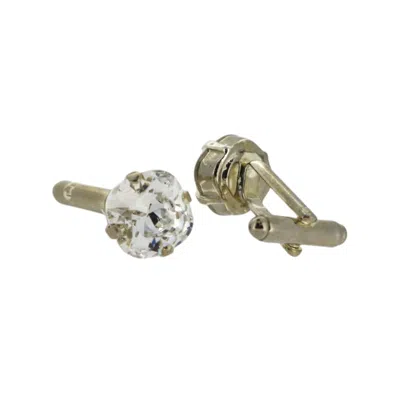 VICKISARGE MEN'S NEUTRALS THE CLEAR STUD CUFFLINK IN PLATINUM