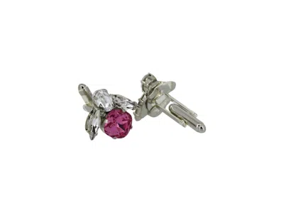 VICKISARGE MEN'S PINK / PURPLE THE PINK BEE CUFFLINKS IN PLATINUM