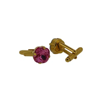 VICKISARGE MEN'S PINK / PURPLE THE PINK STUD CUFFLINK IN GOLD