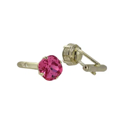 VICKISARGE MEN'S PINK / PURPLE THE PINK STUD CUFFLINK IN PLATINUM