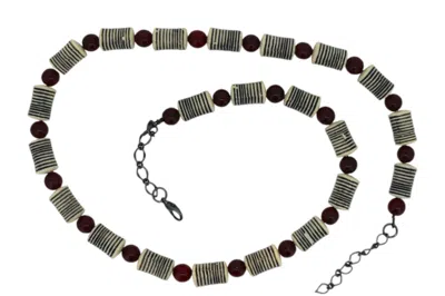 VICKISARGE WOMEN'S BLACK / WHITE / RED VAMPIRE'S LAIR BLOOD BEAD NECKLACE