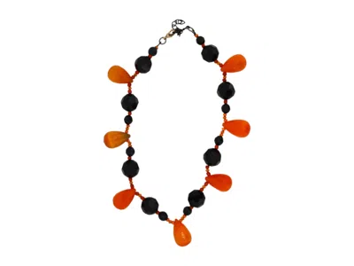 VICKISARGE WOMEN'S BLACK / YELLOW / ORANGE PUMPKIN PARADE SUPER STATEMENT NECKLACE