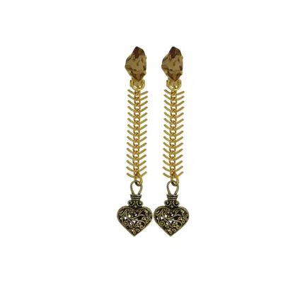 VICKISARGE WOMEN'S GOLD CHAMPAGNE FIR HEART EARRINGS - CLIP