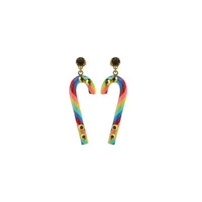 VICKISARGE WOMEN'S GOLD FRUIT SALAD CANDY CANE EARRINGS