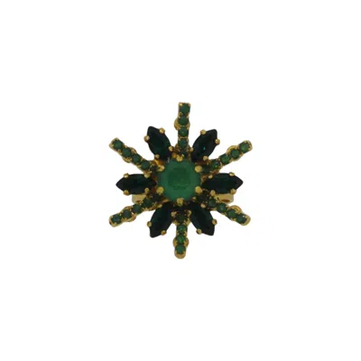 VICKISARGE WOMEN'S GOLD / GREEN YULETIDE GREEN BURST RING