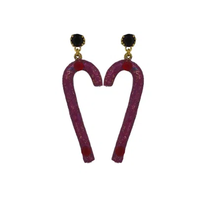 VICKISARGE WOMEN'S GOLD / PINK / PURPLE RASPBERRY CANDY CANE EARRINGS