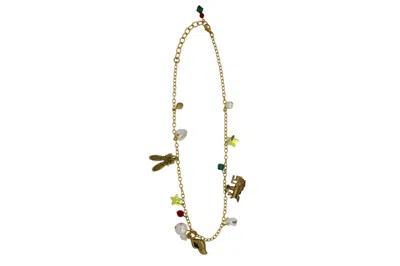 VICKISARGE WOMEN'S GOLD YULETIDE TAKE ME DANCING ON THE BEACH CHARM NECKLACE