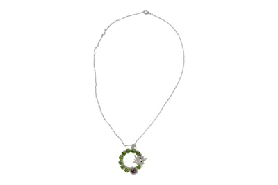 VICKISARGE WOMEN'S GREEN / SILVER SILVER CIRCLE OF LIFE NECKLACE