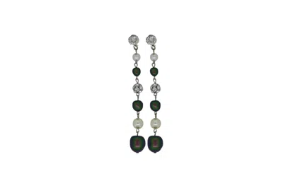 VICKISARGE WOMEN'S NEUTRALS / GREEN GREEN BAROQUE PEARL DROP EARRINGS