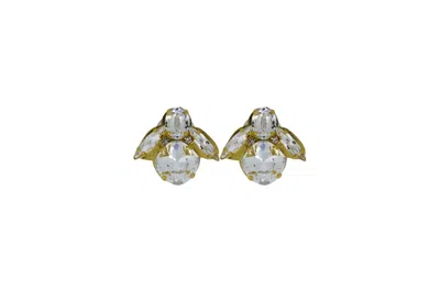 VICKISARGE WOMEN'S NEUTRALS THE BABY CLEAR BEE EARRINGS IN GOLD - PIERCED