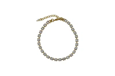VICKISARGE WOMEN'S NEUTRALS THE CLEAR TENNIS BRACELET IN GOLD
