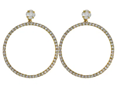 VICKISARGE WOMEN'S NEUTRALS THE LARGE CLEAR HOOP EARRINGS IN GOLD - PIERCED