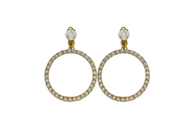 VICKISARGE WOMEN'S NEUTRALS THE MEDIUM CLEAR HOOP EARRINGS IN GOLD - CLIP