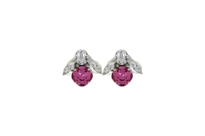 VICKISARGE WOMEN'S PINK / PURPLE THE BABY PINK BEE EARRINGS IN PLATINUM - CLIP