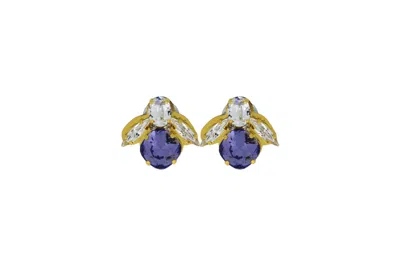 VICKISARGE WOMEN'S PINK / PURPLE THE BABY PURPLE BEE EARRINGS IN GOLD - CLIP