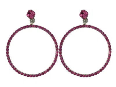 VICKISARGE WOMEN'S PINK / PURPLE THE LARGE PINK HOOP EARRINGS IN PLATINUM - PIERCED