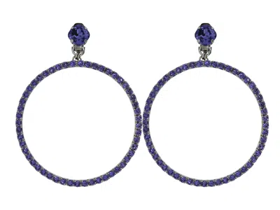 VICKISARGE WOMEN'S PINK / PURPLE THE LARGE PURPLE HOOP EARRINGS IN PLATINUM - PIERCED