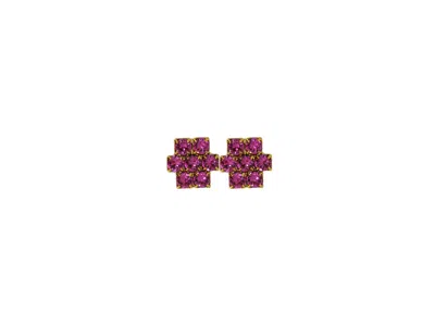 VICKISARGE WOMEN'S PINK / PURPLE THE PINK HIVE EARRINGS IN GOLD - PIERCED