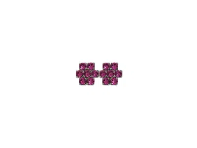 VICKISARGE WOMEN'S PINK / PURPLE THE PINK HIVE EARRINGS IN PLATINUM - PIERCED