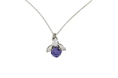 VICKISARGE WOMEN'S PINK / PURPLE THE PURPLE BEE NECKLACE IN PLATINUM - LONG