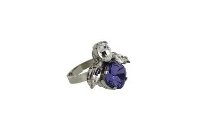 VICKISARGE WOMEN'S PINK / PURPLE THE PURPLE BEE RING IN PLATINUM