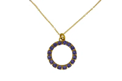 VICKISARGE WOMEN'S PINK / PURPLE THE PURPLE HOOP NECKLACE IN GOLD - SHORT
