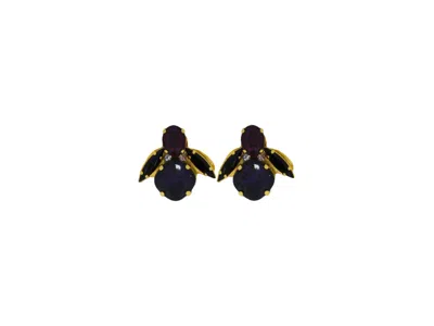 VICKISARGE WOMEN'S PINK / PURPLE THE SPOOKY PURPLE BEE EARRINGS IN GOLD - PIERCED