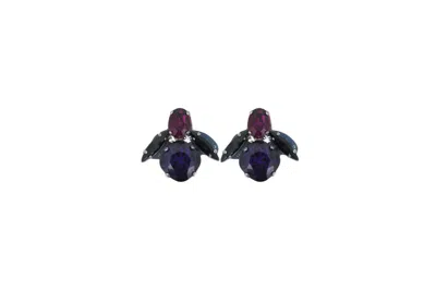 VICKISARGE WOMEN'S PINK / PURPLE THE SPOOKY PURPLE BEE EARRINGS IN OXIDISED SILVER - PIERCED