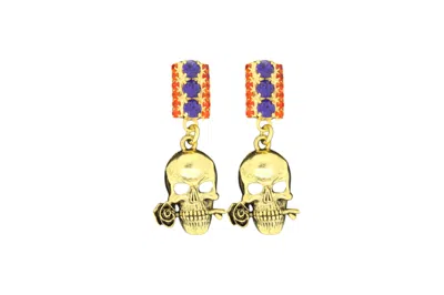VICKISARGE WOMEN'S PINK / PURPLE / YELLOW THE ORANGE & PURPLE TOP SKULLS - PIERCED