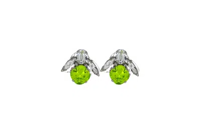 VICKISARGE WOMEN'S THE BABY GREEN BEE EARRINGS IN PLATINUM - PIERCED