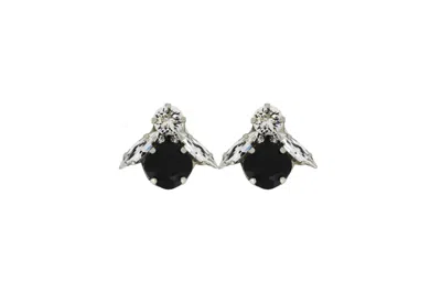 VICKISARGE WOMEN'S THE BIG BLACK BEE EARRINGS IN PLATINUM - CLIP