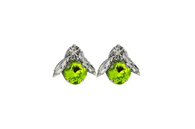 VICKISARGE WOMEN'S THE BIG GREEN BEE EARRINGS IN PLATINUM - CLIP