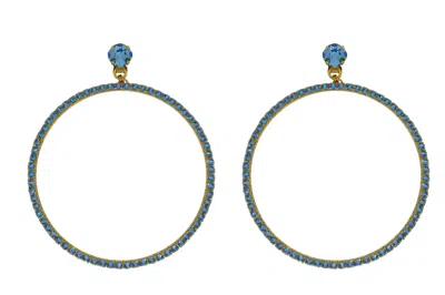 VICKISARGE WOMEN'S THE JUMBO BLUE HOOP EARRINGS IN GOLD - CLIP
