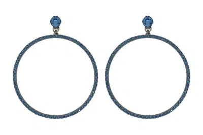 VICKISARGE WOMEN'S THE JUMBO BLUE HOOP EARRINGS IN PLATINUM - CLIP