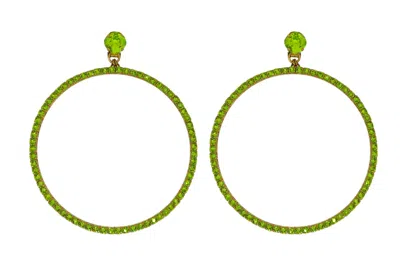 VICKISARGE WOMEN'S THE JUMBO GREEN HOOP EARRINGS IN GOLD - CLIP