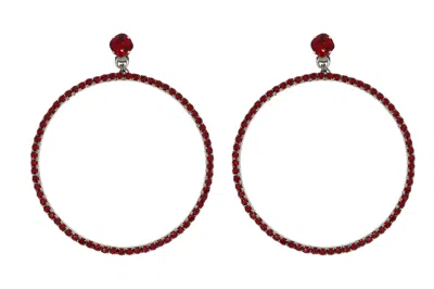 VICKISARGE WOMEN'S THE JUMBO RED HOOP EARRINGS IN PLATINUM - CLIP