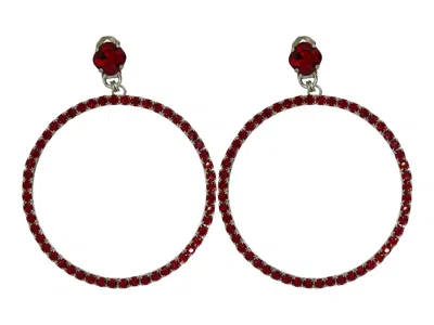 VICKISARGE WOMEN'S THE LARGE RED HOOP EARRINGS IN PLATINUM - CLIP