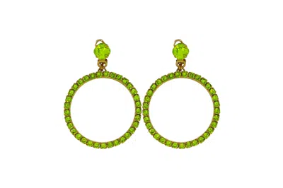 VICKISARGE WOMEN'S THE MEDIUM GREEN HOOP EARRINGS IN GOLD - CLIP