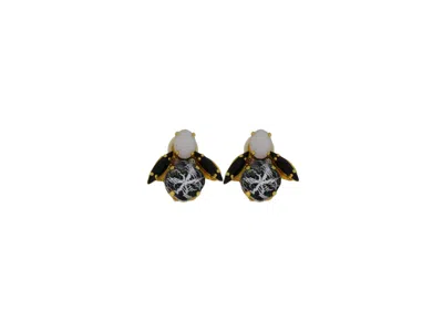 VICKISARGE WOMEN'S THE SPOOKY WHITE BEE EARRINGS IN GOLD - PIERCED