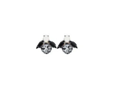 VICKISARGE WOMEN'S THE SPOOKY WHITE BEE EARRINGS IN OXIDISED SILVER - PIERCED