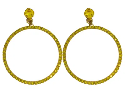 VICKISARGE WOMEN'S YELLOW / ORANGE THE LARGE YELLOW HOOP EARRINGS IN GOLD - PIERCED