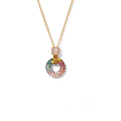 VICKY&NICO WOMEN'S GOLD MULTICOLOR LUXE CIRCLE NECKLACE