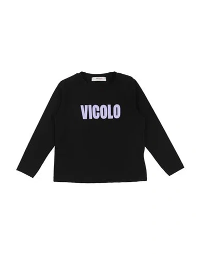 VICOLO VICOLO GIRL TODDLER GIRL T-SHIRT BLACK SIZE 6 COTTON, ELASTANE